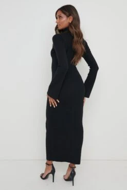 Shani Cut Out Knit Dress - Black 11 Shani Cut Out Knit Dress - Black -By Knitwear Shop Shani Cut Out Knit Midaxi Dress Black 1605