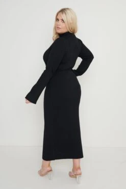 Shani Cut Out Knit Dress - Black 13 Shani Cut Out Knit Dress - Black -By Knitwear Shop Shani Cut Out Knit Midaxi Dress Black Curve34