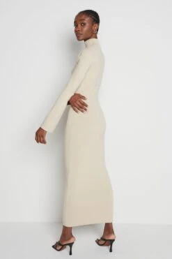 Shani Cut Out Knit Dress - Beige -By Knitwear Shop Shani Dress Beige 4971