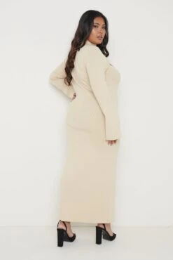 Shani Cut Out Knit Dress - Beige -By Knitwear Shop Shani Dress Beige 593