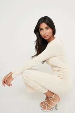 Sienna Square Neck Knit Dress- Cream -By Knitwear Shop Sienna Scoop Neck Dress Cream 1506