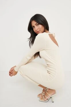 Sienna Square Neck Knit Dress- Cream -By Knitwear Shop Sienna Scoop Neck Dress Cream 1515