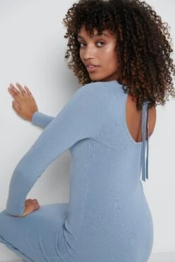 Sienna Square Neck Knit Dress- Blue -By Knitwear Shop Sienna dress blue 6454