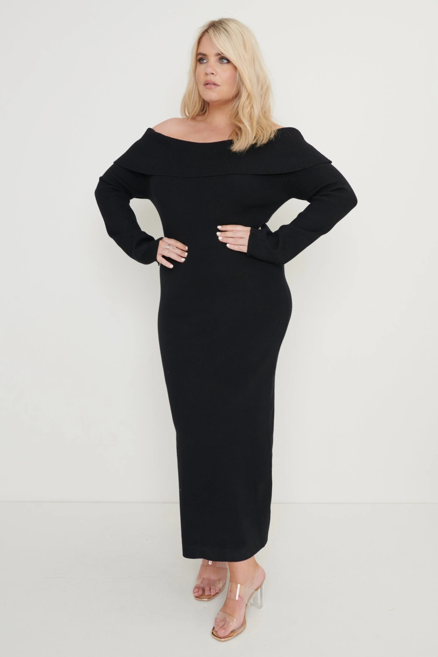 Soreya Bardot Knit Dress - Black 8 Soreya Bardot Knit Dress - Black - Image 6