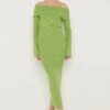 Soreya Bardot Knit Dress - Green -By Knitwear Shop Soreya Bardot Knit Dress Green 460