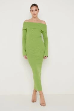 Soreya Bardot Knit Dress - Green