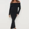 Soreya Bardot Knit Dress - Black -By Knitwear Shop Soreya Dress Black 3868