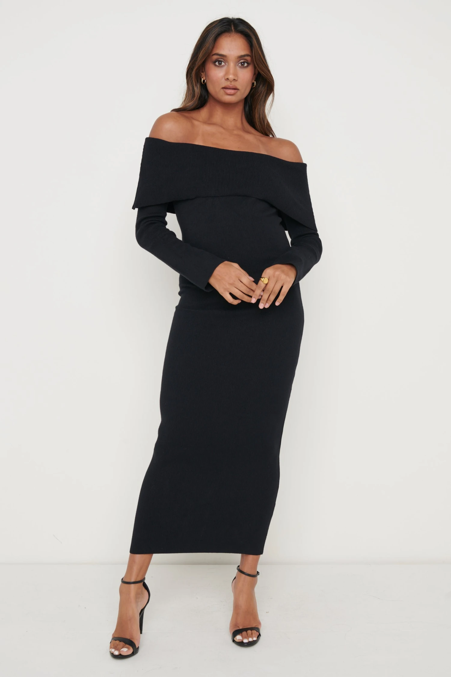 Soreya Bardot Knit Dress - Black 6 Soreya Bardot Knit Dress - Black - Image 4