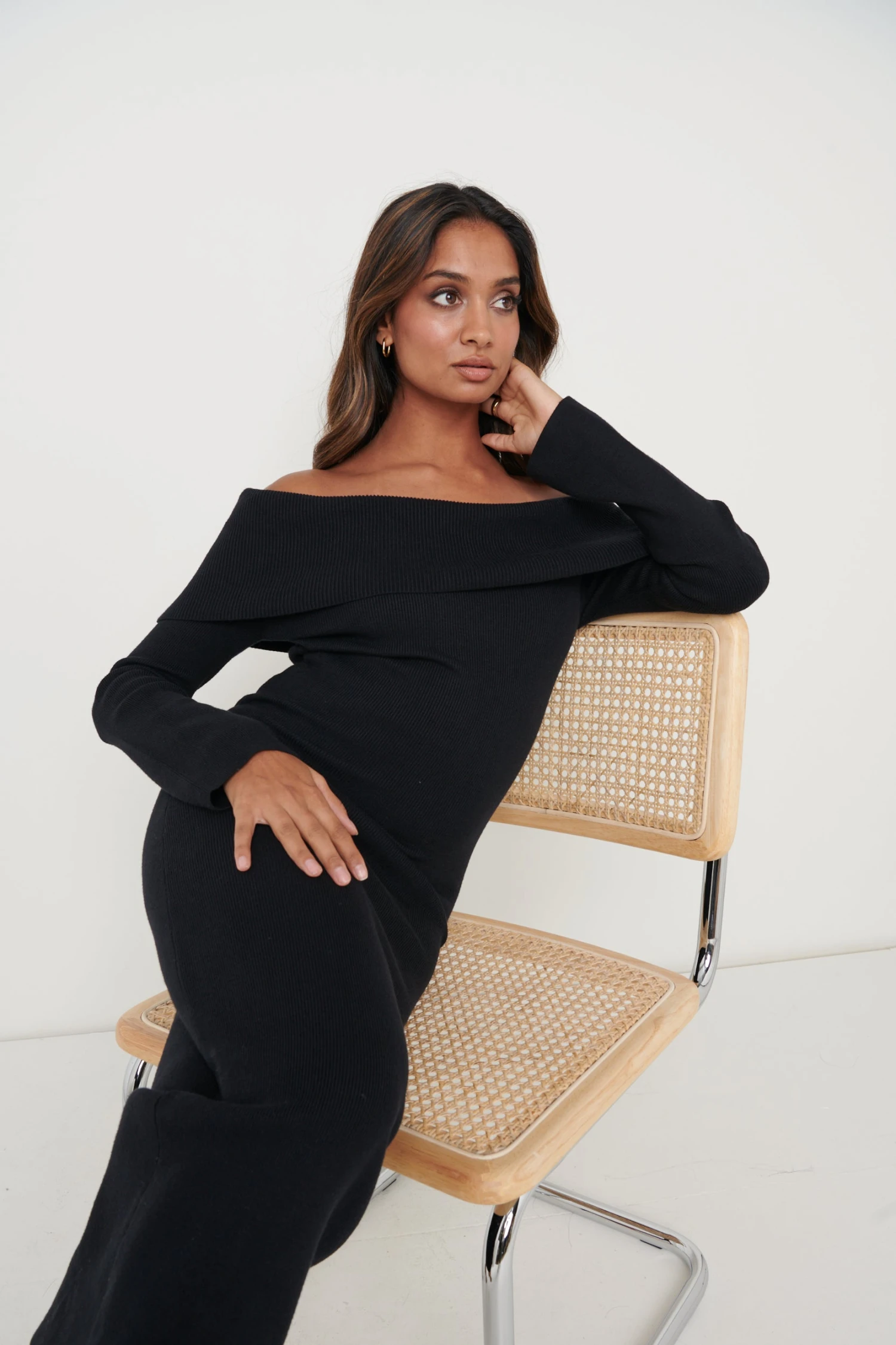Soreya Bardot Knit Dress - Black 4 Soreya Bardot Knit Dress - Black - Image 2