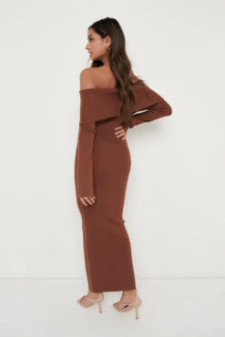 Soreya Bardot Knit Dress- Brown 12 Soreya Bardot Knit Dress- Brown -By Knitwear Shop Soreya Dress Brown 2672