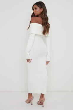 Soreya Bardot Knit Dress - Cream 13 Soreya Bardot Knit Dress - Cream -By Knitwear Shop Soreya Dress Cream 1434