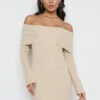 Soreya Mini Bardot Knit Dress - Beige -By Knitwear Shop Soreya beige 2610