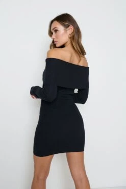 Soreya Mini Bardot Knit Dress - Black -By Knitwear Shop Soreya black 2558