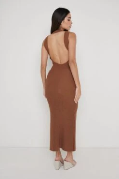 Sutton Contrast Crochet Dress - Brown -By Knitwear Shop Sutton Contrast Crochet Dress brown 484