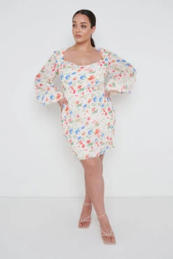 Talullah Cowl Neck Mini Dress Curve - Dainty Floral -By Knitwear Shop Tullulah Mini Curve 2995