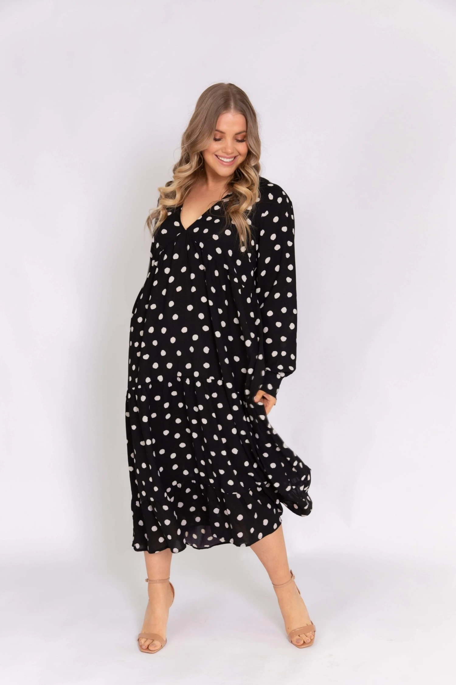Curve Dotty Day Dress - Black Polka Dot 4 Curve Dotty Day Dress - Black Polka Dot - Image 2