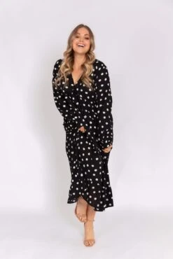 Curve Dotty Day Dress - Black Polka Dot 14 Curve Dotty Day Dress - Black Polka Dot -By Knitwear Shop UR4A0154