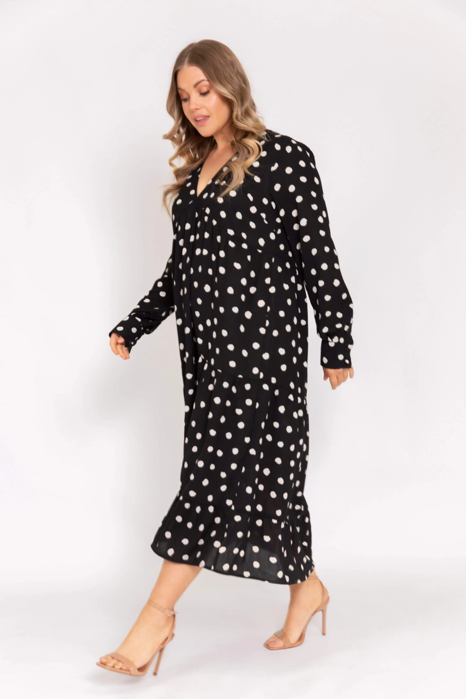 Curve Dotty Day Dress - Black Polka Dot 5 Curve Dotty Day Dress - Black Polka Dot - Image 3