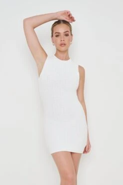 Billie Mini Crochet Knit Dress - Cream