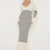 Vanessa Striped Knit Dress - Cream And Blue -By Knitwear Shop Vanessa Stripe Knit Dress 330
