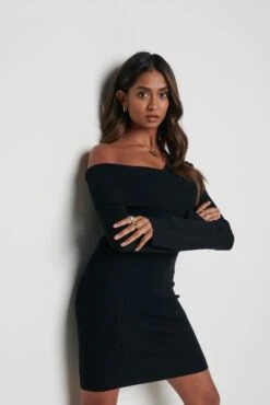 Wren Mini Knit Dress- Black -By Knitwear Shop Wren mini knit dress black 4871