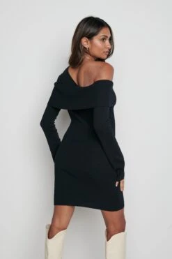 Wren Mini Knit Dress- Black -By Knitwear Shop Wren mini knit dress black 4910