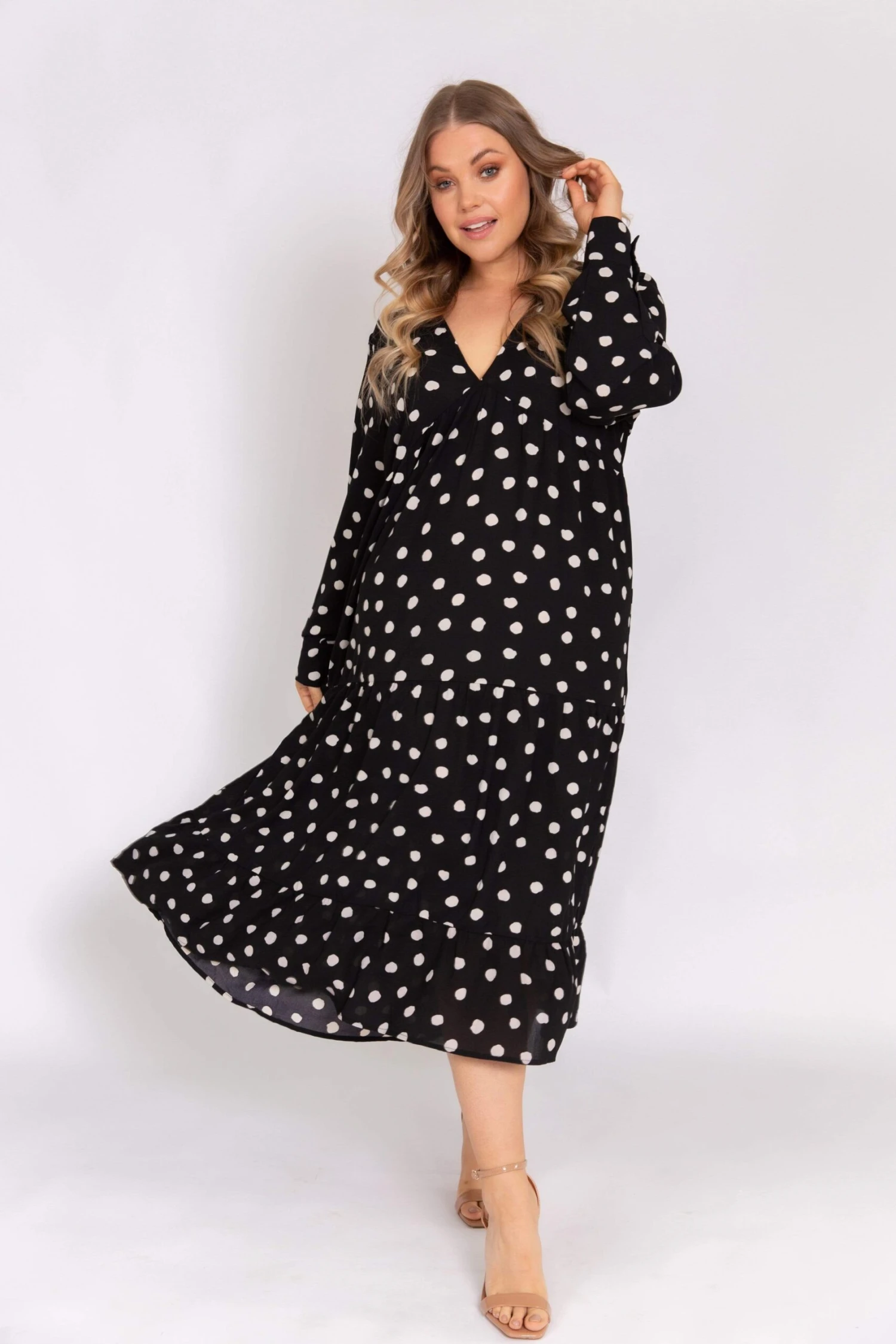 Curve Dotty Day Dress - Black Polka Dot 3 Curve Dotty Day Dress - Black Polka Dot