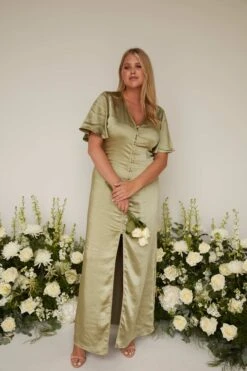 Naya Maxi Bridesmaid Dress - Matte Olive