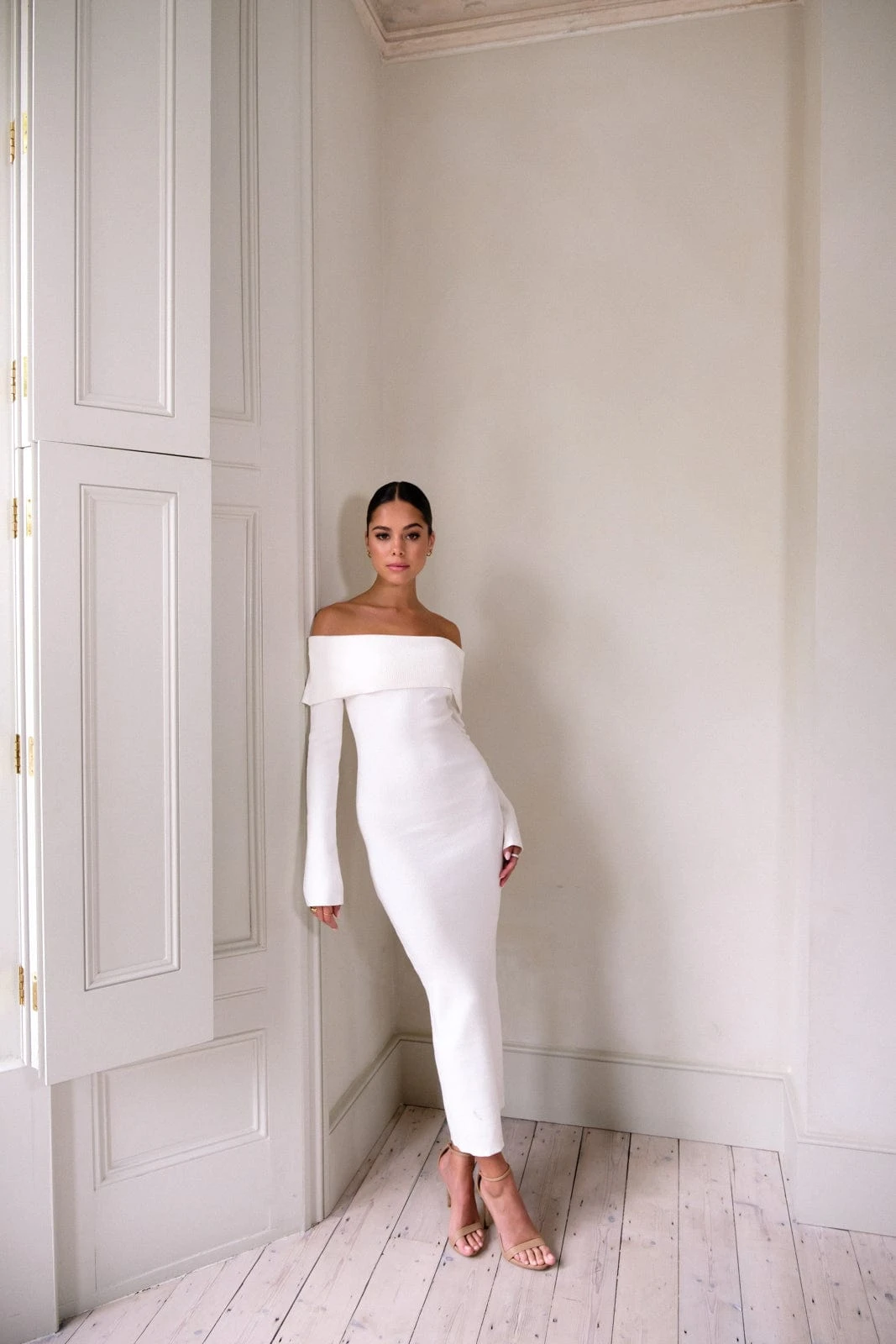 Soreya Bardot Knit Dress - Cream 7 Soreya Bardot Knit Dress - Cream - Image 5