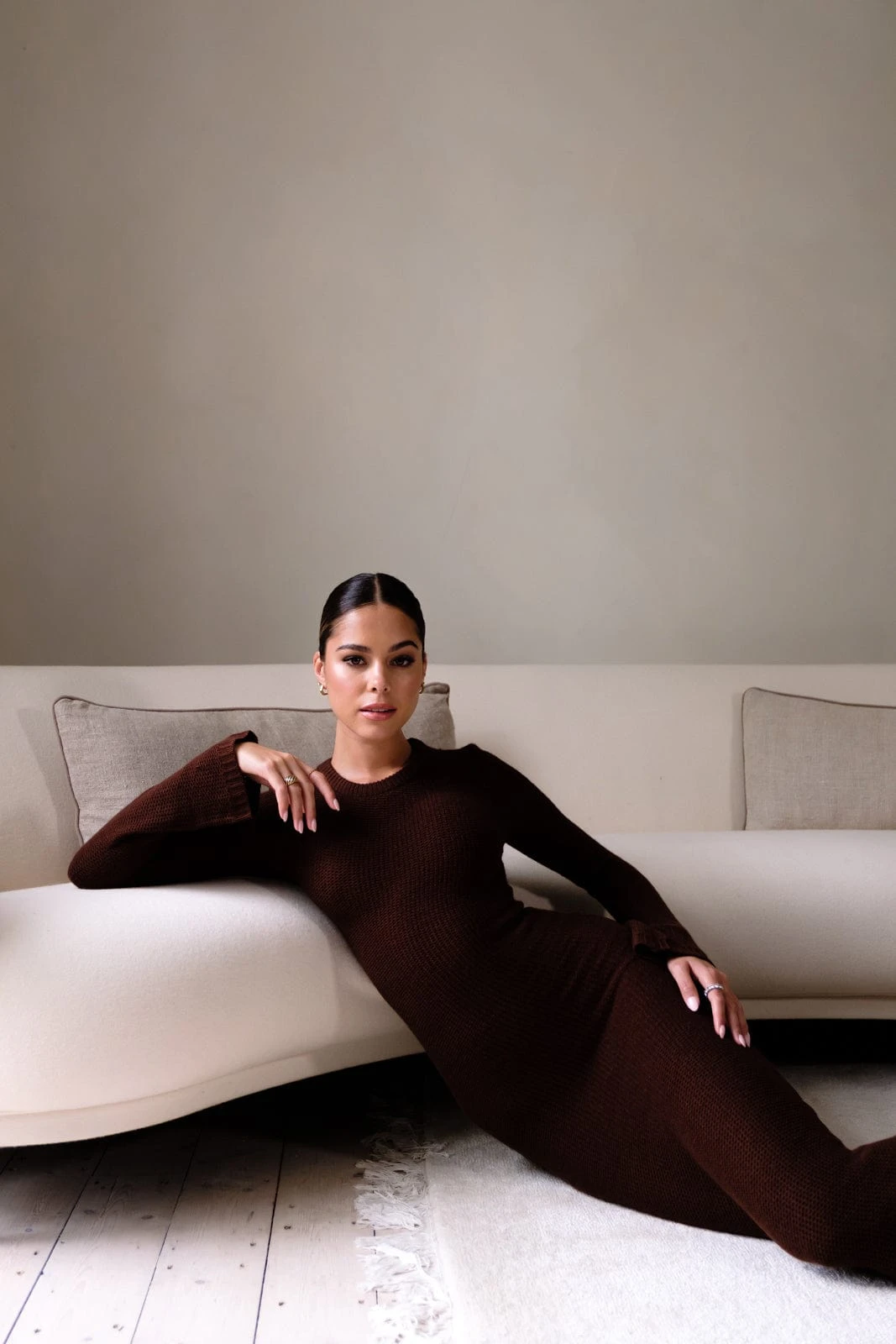 Francoise Fringed Knit Maxi Dress - Brown 8 Francoise Fringed Knit Maxi Dress - Brown - Image 6