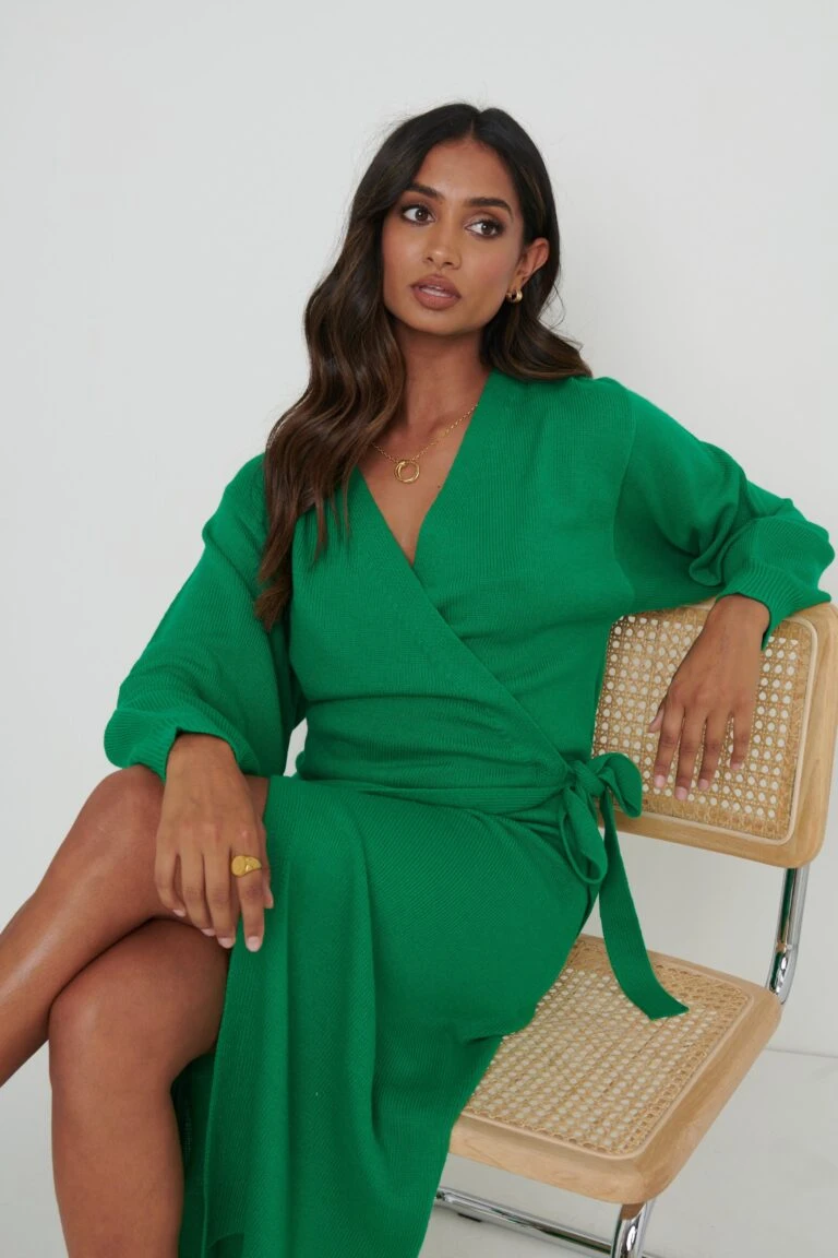 By Knitwear Shop 21 By Knitwear Shop -By Knitwear Shop Beau Wrap Dress Emerald Green212 768x1152 1